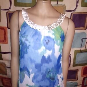 Bwear Sleeveless white, blue and green shirt